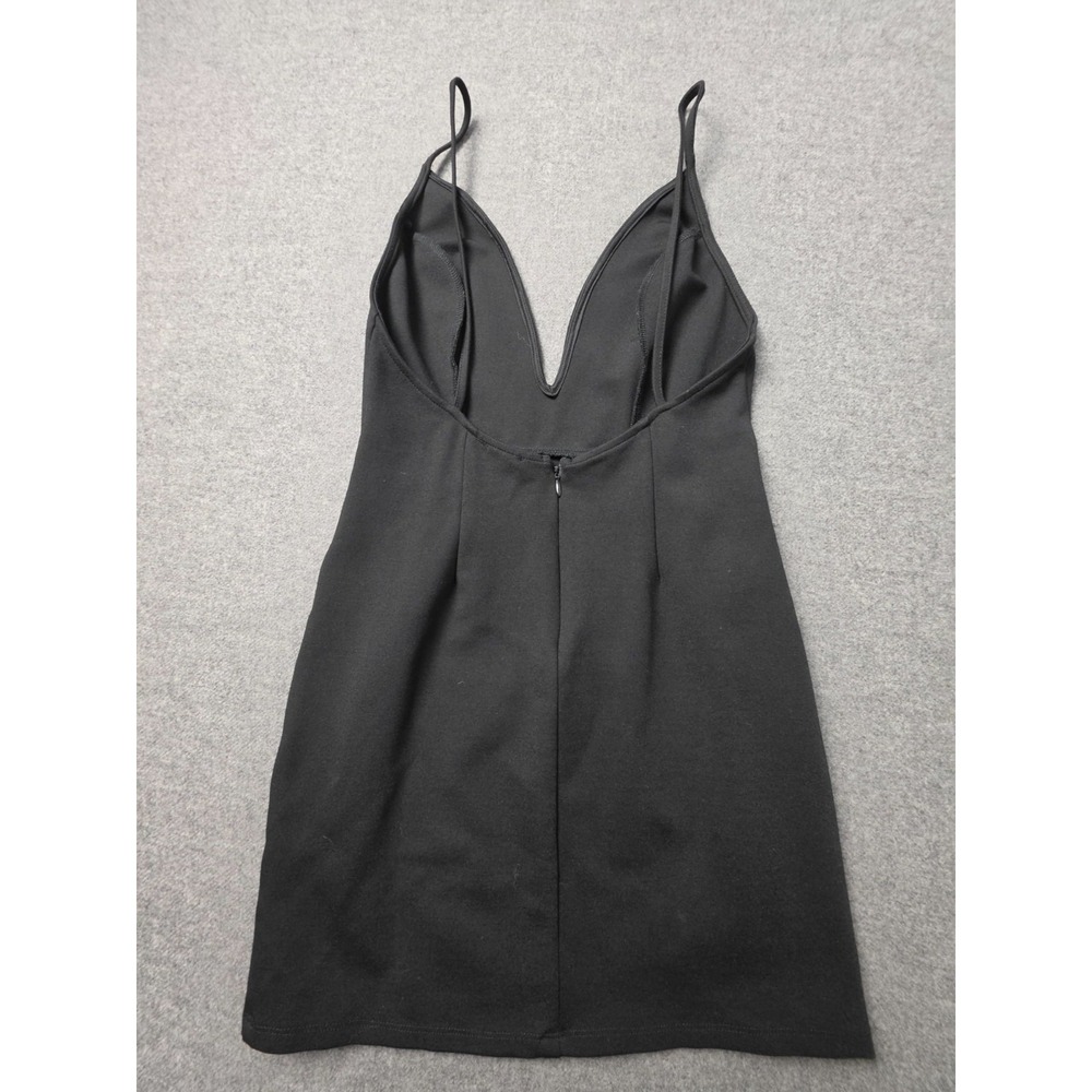 Tobi Plunge Mini Dress Womens Small Black‎ Deep V-Neck Spaghetti Strap Back Zip